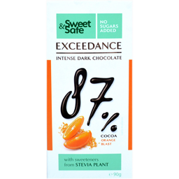 Ciocolata neagra 87% cacao cu portocale si indulcitor stevia 90g