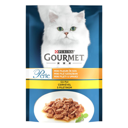 Hrana umeda pentru pisici, mini fileuri cu pui in sos 85g