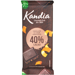 Ciocolata cu 40% cacao si coaja de portocala confiata 80g