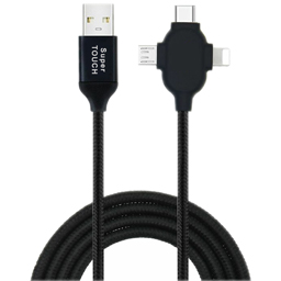Cablu de date 3 in 1 Lightning, Micro USB, Type-C, negru