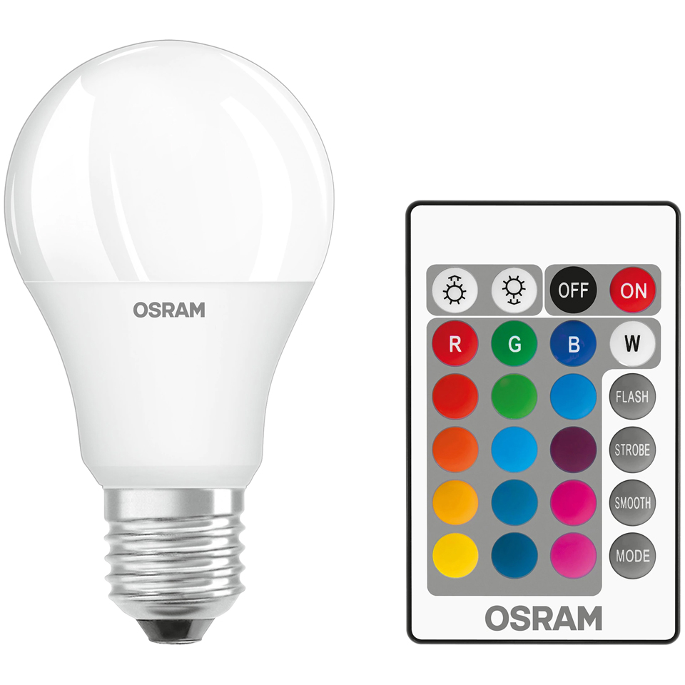 piston cheekbone restaurant Osram | Set 2 becuri LED E27 9W(60W) RGB/W, lumina alba si colorata,  telecomanda | Mega-image