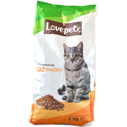 Lovepet hrana uscata pentru pisici adulte cu carne de pasari de curte 2kg