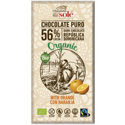 Ciocolata neagra bio cu portocale 56% cacao 100g